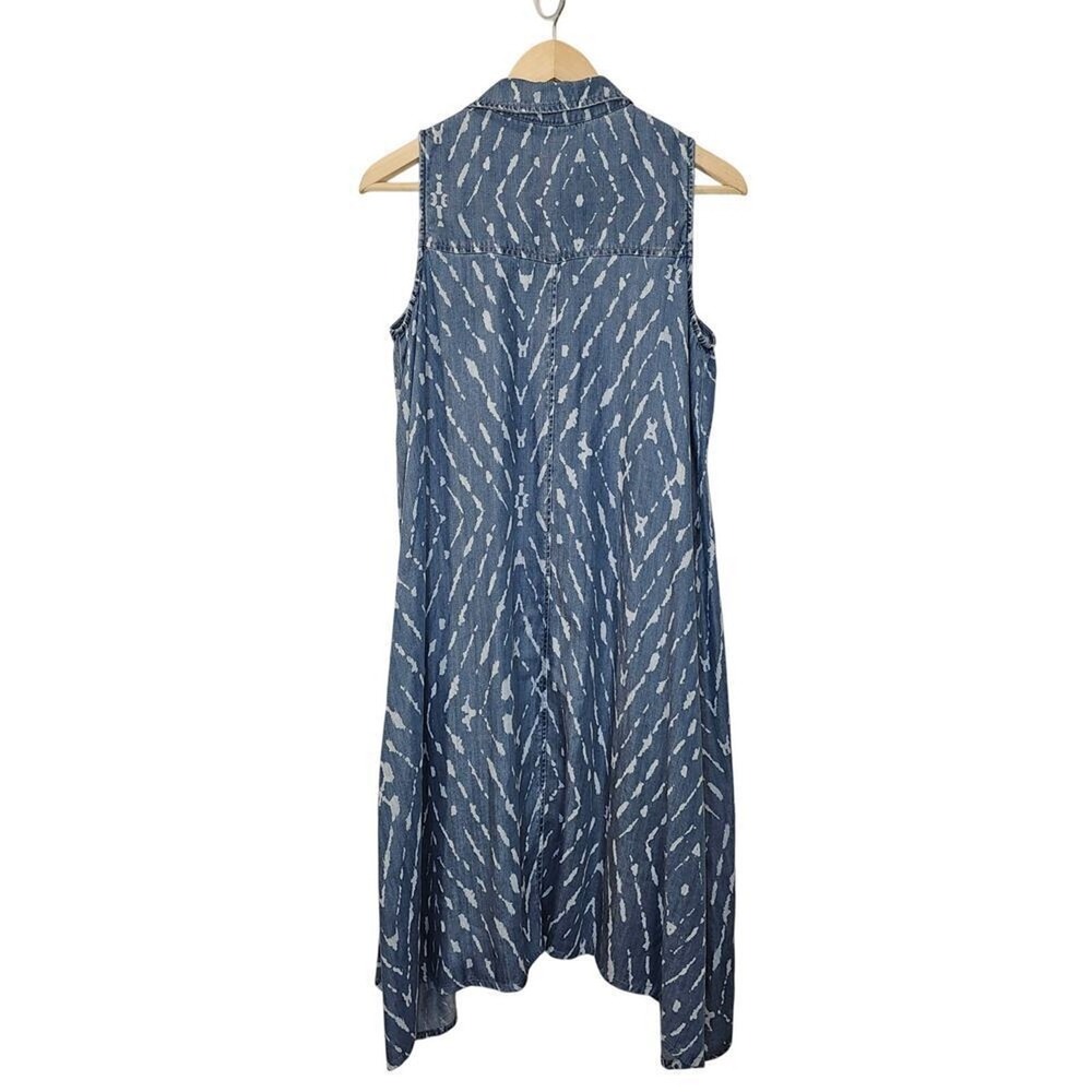 Grace Elements Blue Tencel Denim Shirt Dress Size Medium High-Low Hem Boho‎ Midi - Picture 7 of 10